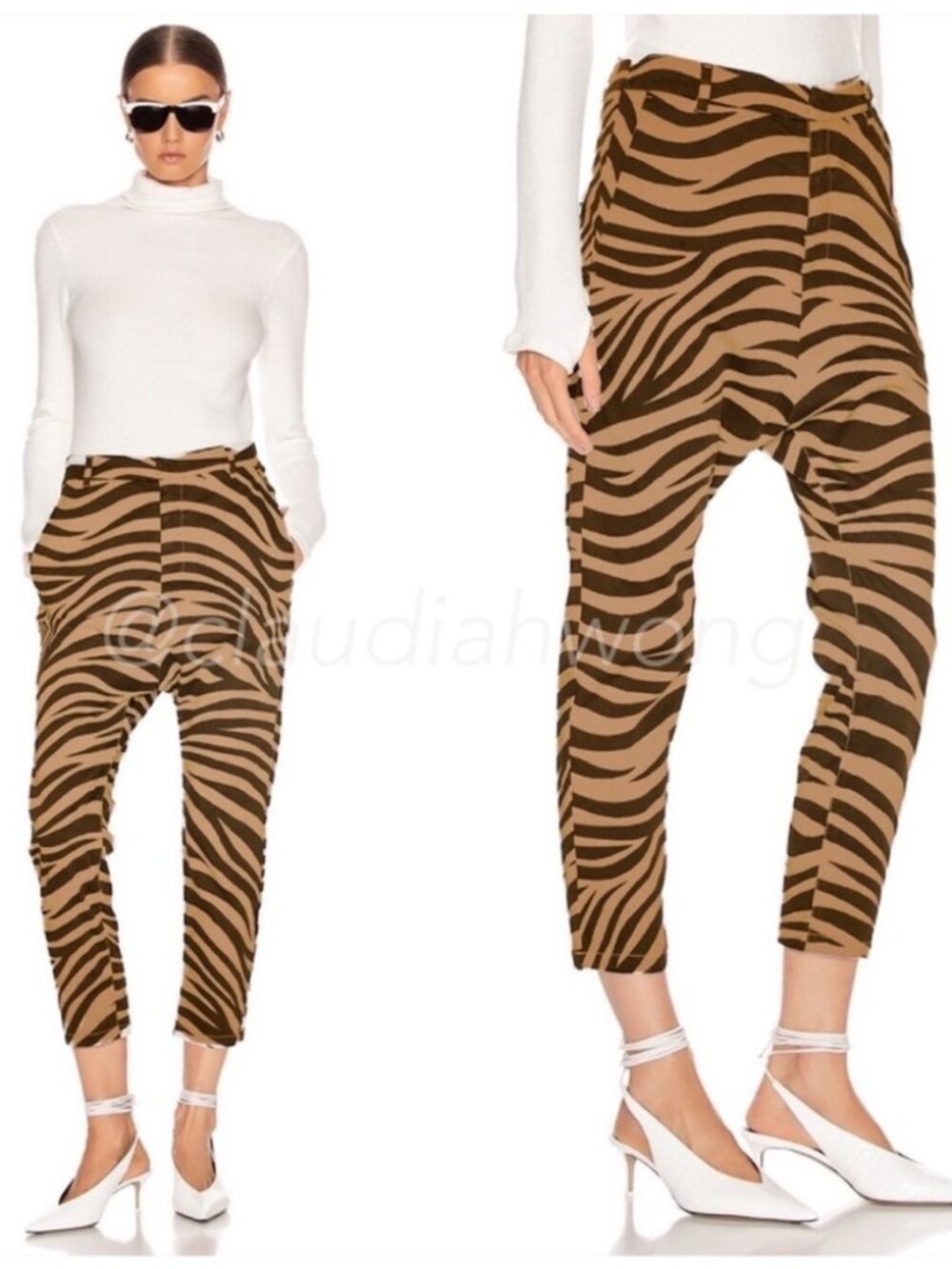Nili Lotan Paris Pants Brown Tiger Stripe Size 2